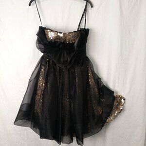 Stunning Black & Gold Formal Mini Gown